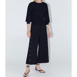 ZARA Wide Leg Button Applique Pants / Culottes